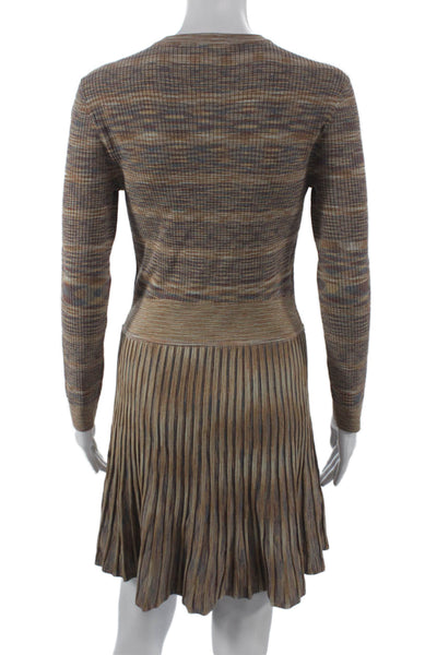 Shoshanna Womens Multicolor Striped Rayon Sweater Dress Long Sleeve Knee Size M