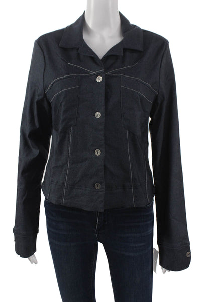 Porto Womens Basic Jacket Blue Collared Long Sleeve Viscose Size 2