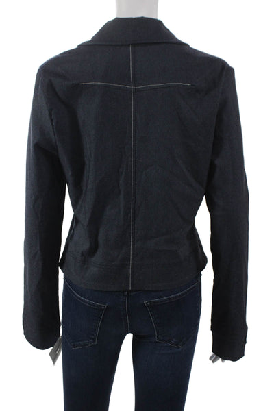 Porto Womens Basic Jacket Blue Collared Long Sleeve Viscose Size 2