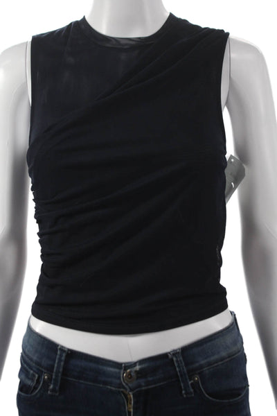 Caballero Collection Womens Cropped Tank Black Polyester Round Neck Size L