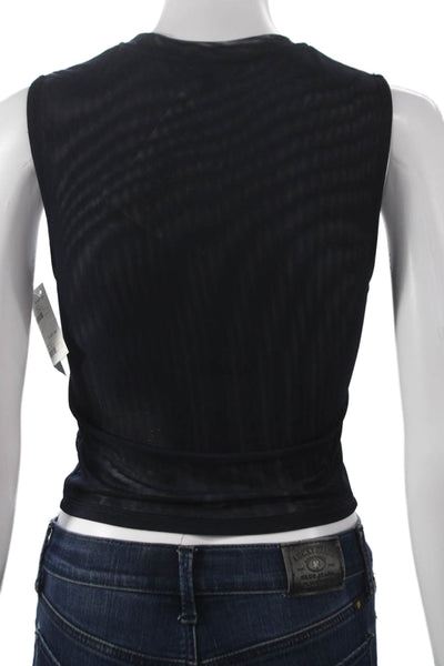 Caballero Collection Womens Cropped Tank Black Polyester Round Neck Size L