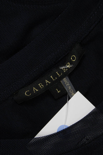 Caballero Collection Womens Cropped Tank Black Polyester Round Neck Size L