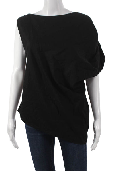 Cali Dreaming Womens Tunic Blouse Black Boat Neck Sleeveless Cotton Size S