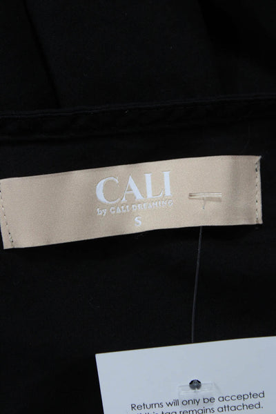 Cali Dreaming Womens Tunic Blouse Black Boat Neck Sleeveless Cotton Size S