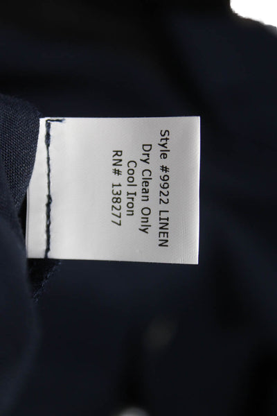 Estelle & Finn Women Basic Blue Linen Collared Short Sleeve Button-Up Size XS