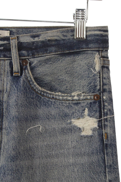 Agolde Women Straight Jeans Blue High Rise Button Inseam 30 Size 25