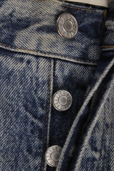 Agolde Women Straight Jeans Blue High Rise Button Inseam 30 Size 25