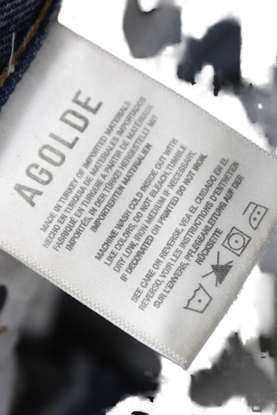 Agolde Women Straight Jeans Blue High Rise Button Inseam 30 Size 25