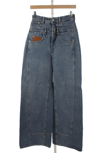 Loewe Women Wide-Leg Jeans Blue Cotton High Rise Size 38