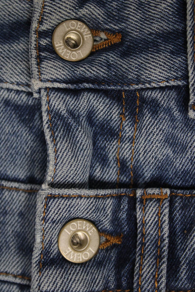 Loewe Women Wide-Leg Jeans Blue Cotton High Rise Size 38