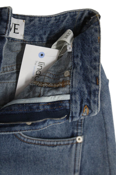 Loewe Women Wide-Leg Jeans Blue Cotton High Rise Size 38