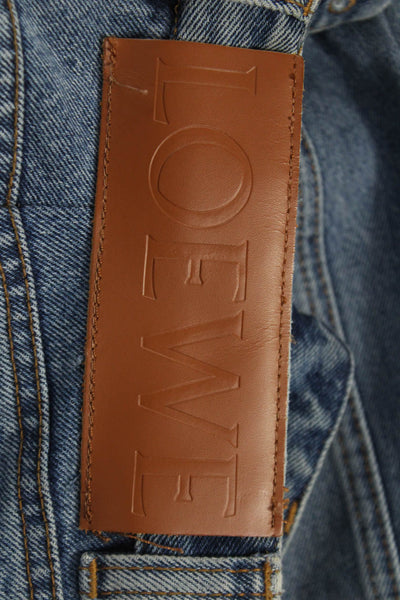 Loewe Women Wide-Leg Jeans Blue Cotton High Rise Size 38
