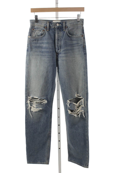 Agolde Women Straight Jeans Blue High Rise 100% Cotton Inseam 32 Size 24