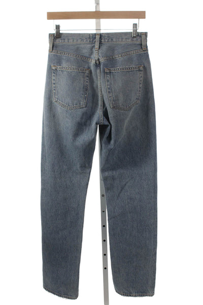 Agolde Women Straight Jeans Blue High Rise 100% Cotton Inseam 32 Size 24