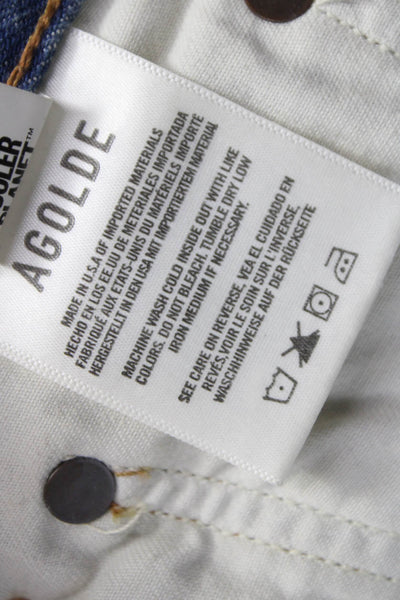 Agolde Women Straight Jeans Blue High Rise 100% Cotton Inseam 32 Size 24