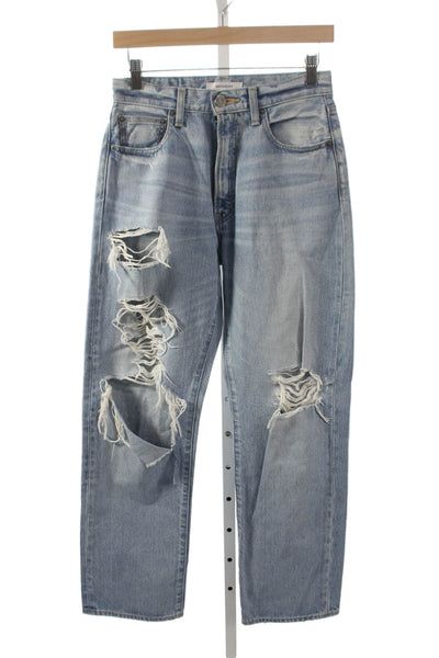 Moussy Women Straight Jeans Blue High Rise 100% Cotton Inseam 30 Size 26