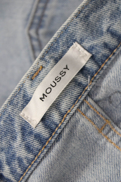 Moussy Women Straight Jeans Blue High Rise 100% Cotton Inseam 30 Size 26