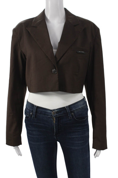 Daily Paper Women Blazer Brown Polyester Buttoned Long Sleeve Size S