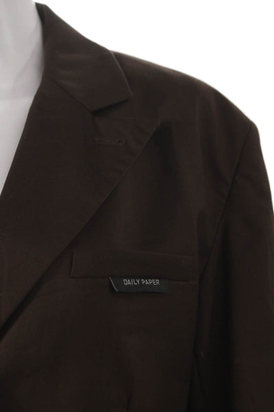 Daily Paper Women Blazer Brown Polyester Buttoned Long Sleeve Size S