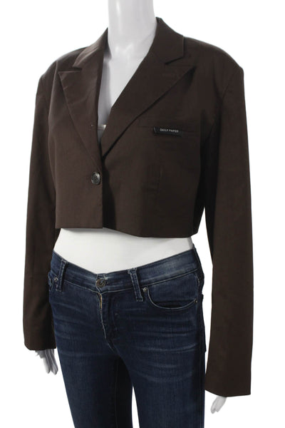 Daily Paper Women Blazer Brown Polyester Buttoned Long Sleeve Size S