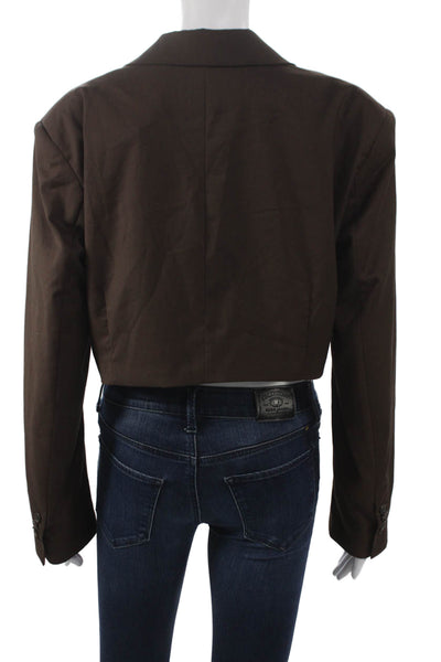 Daily Paper Women Blazer Brown Polyester Buttoned Long Sleeve Size S