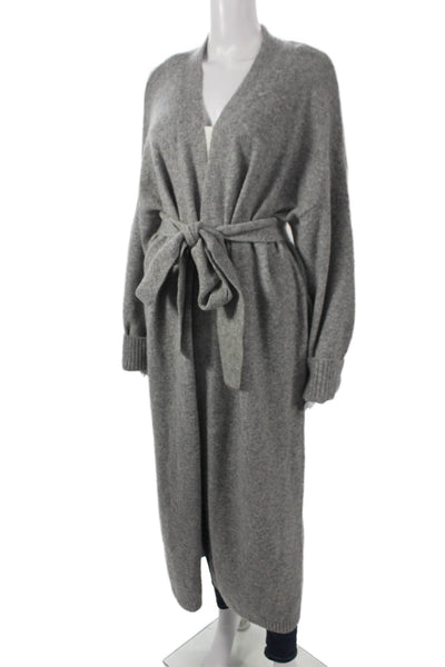MNG Womens Duster Robe V-Neck Long Sleeve Gray Polyester Size M