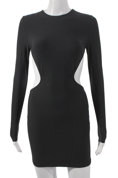 Balenciaga Womens Bodycon Short Black Long Sleeve Round Neck Dress Size M