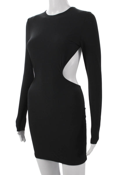 Balenciaga Womens Bodycon Short Black Long Sleeve Round Neck Dress Size M