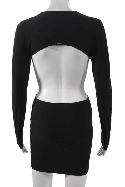 Balenciaga Womens Bodycon Short Black Long Sleeve Round Neck Dress Size M