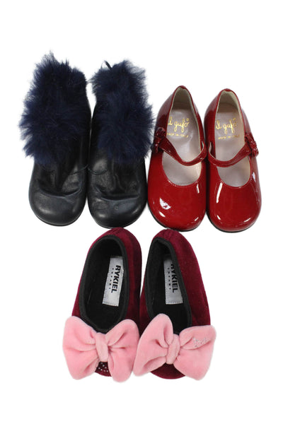 Rykiel Enfant Il Gufo Girls Ballet Flats Booties Red Blue Size 23 Lot 3