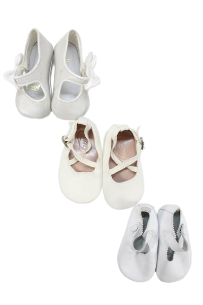 Harrods Emmy Girls Leather Mary Jane Ballet Flats White Silver Size 16 18 Lot 3