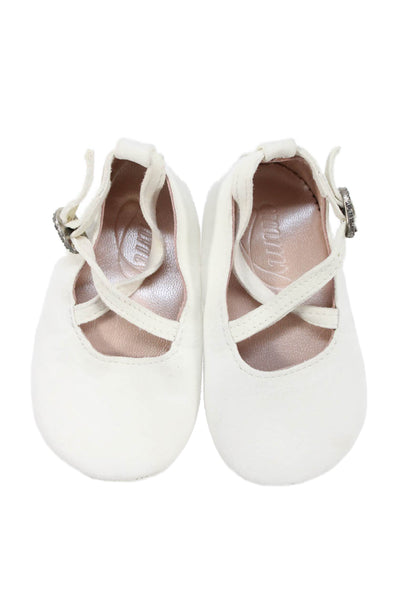 Harrods Emmy Girls Leather Mary Jane Ballet Flats White Silver Size 16 18 Lot 3