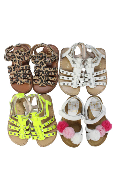 Il Gufo Pom D'Api Golden Pony Girls Sandals Brown White Yellow Size 23 24 Lot 4