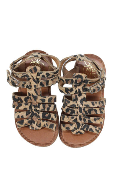 Il Gufo Pom D'Api Golden Pony Girls Sandals Brown White Yellow Size 23 24 Lot 4