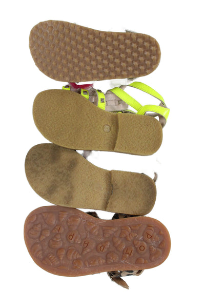 Il Gufo Pom D'Api Golden Pony Girls Sandals Brown White Yellow Size 23 24 Lot 4