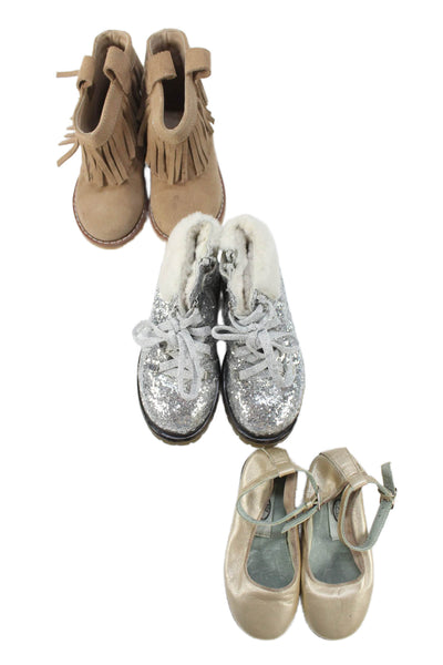 Elephantito Papoueli Vero Montone Girls Ballet Flats Boots Size 7 24 Lot 3