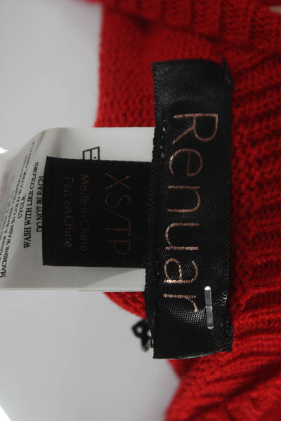 Renuar Womens Crew Neck Pullover Sweater Red Long Sleeve Petite Size XS