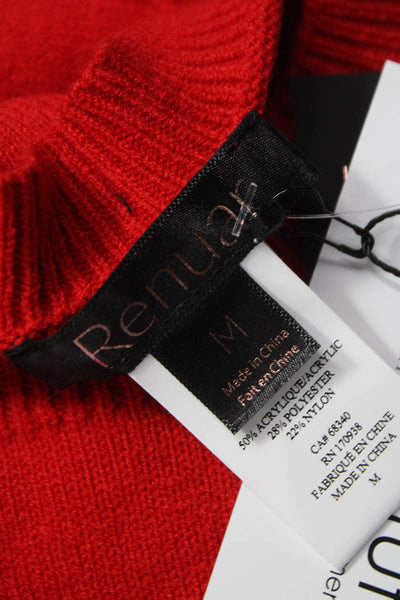 Renuar Women Red Crew Neck Pullover Sweater 50% Acrylic Long Sleeve Size M
