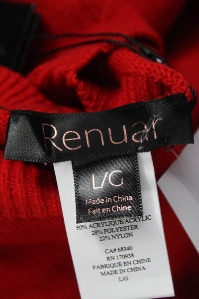 Renuar Womens Pullover Crew Neck Red Long Sleeve Size L