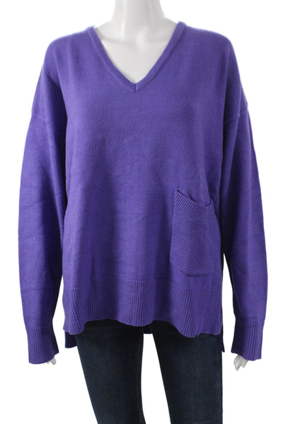 Renuar Women V-Neck Viscose Pullover Sweater Purple Long Sleeve Size XL