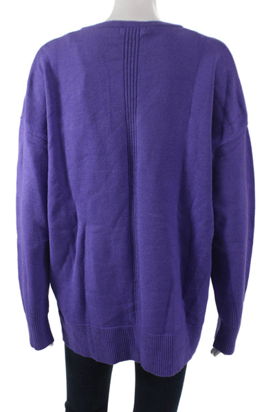 Renuar Women V-Neck Viscose Pullover Sweater Purple Long Sleeve Size XL