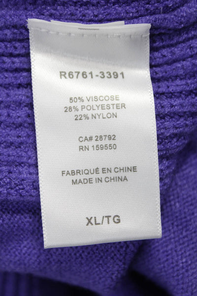 Renuar Women V-Neck Viscose Pullover Sweater Purple Long Sleeve Size XL
