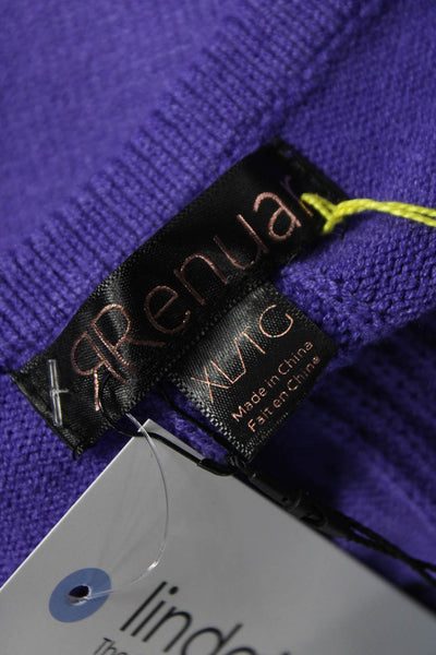 Renuar Women V-Neck Viscose Pullover Sweater Purple Long Sleeve Size XL