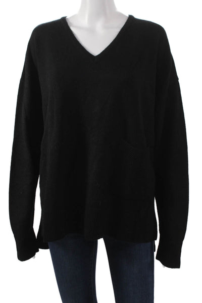Renuar Women Pullover Sweater Viscose Black V Neck Long Sleeve Size XL