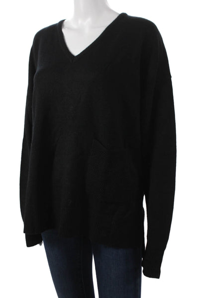 Renuar Women Pullover Sweater Viscose Black V Neck Long Sleeve Size XL