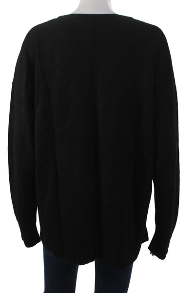 Renuar Women Pullover Sweater Viscose Black V Neck Long Sleeve Size XL