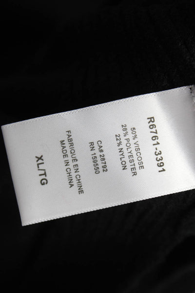 Renuar Women Pullover Sweater Viscose Black V Neck Long Sleeve Size XL