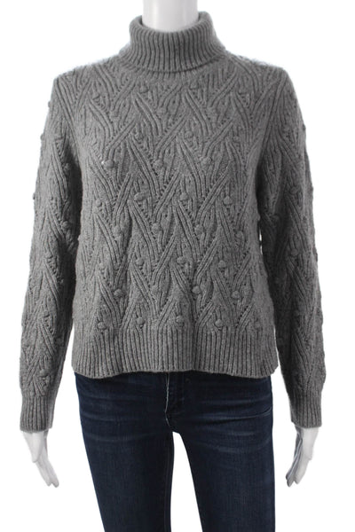 Kangra Womens Gray Wool Turtleneck Pullover Geometric Long Sleeve Size 38