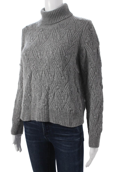 Kangra Womens Gray Wool Turtleneck Pullover Geometric Long Sleeve Size 38