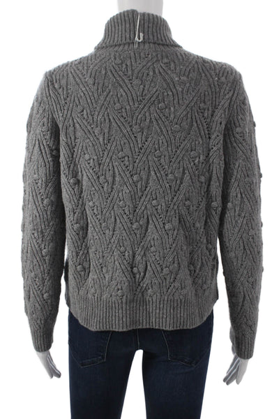 Kangra Womens Gray Wool Turtleneck Pullover Geometric Long Sleeve Size 38